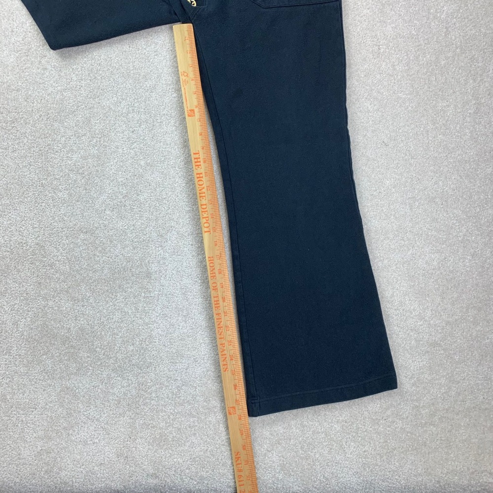 Tory Burch Black Wide-Leg Track Pants with Gold Accent - Picture 15 of 16